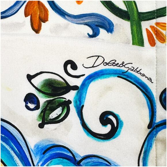 Dolce & Gabbana Majolica Print A-Line Silk Dress Womens Size EU 46 US 10 White - Picture 8 of 15